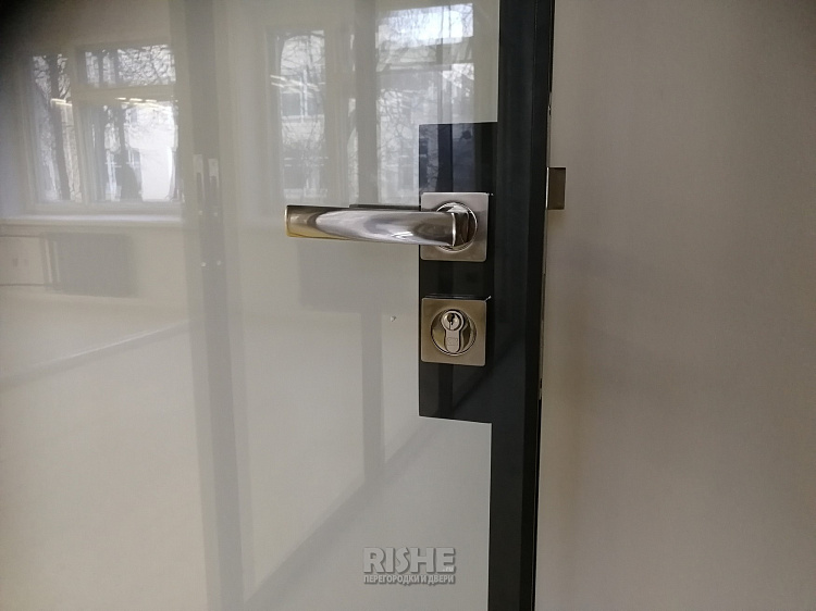 Стеклянные двойные офисные перегородки и двери в черном профиле Slim (5).jpg